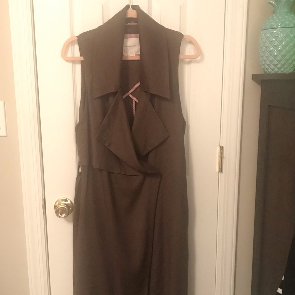 NWOT Army green Anthropologie linen wrap dress - Picture 9 of 10